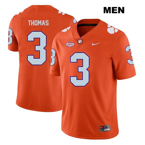 Men's Clemson Tigers #3 Xavier Thomas Stitched Orange Legend Authentic Nike NCAA College Football Jersey NVA3746UG